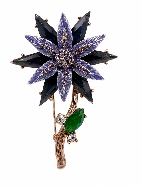 Napier Jewelry - Napier Purple Crystal Flower Brooch Pin Vintage Style Floral Statement Jewelry